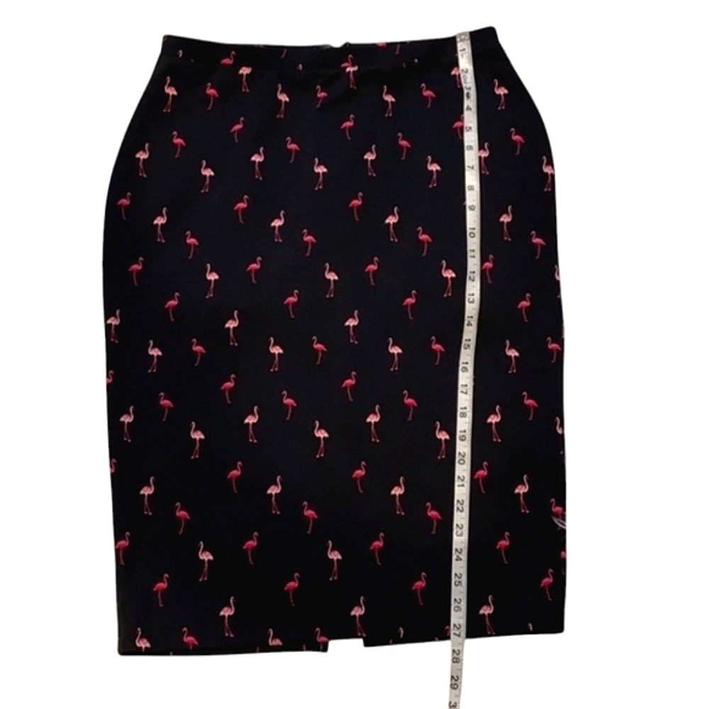 I Heart Ronson Pink Flamingo Pencil Midi Skirt. Back Slit, Back Zip. Has Stretch - Picture 5 of 7